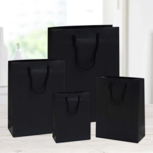 shopper in carta plastificata opaca color 27x12x37 nero