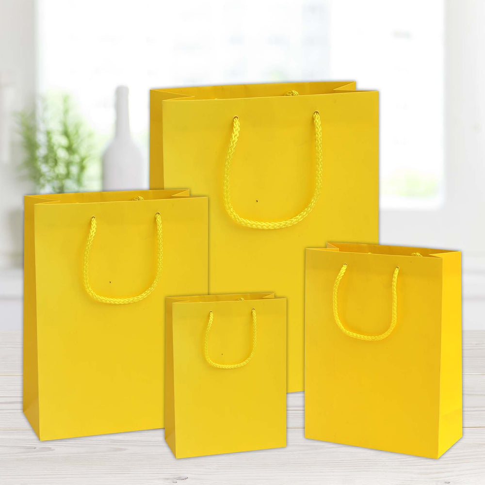shopper in carta plastificata opaca color 10x6,5x12 giallo