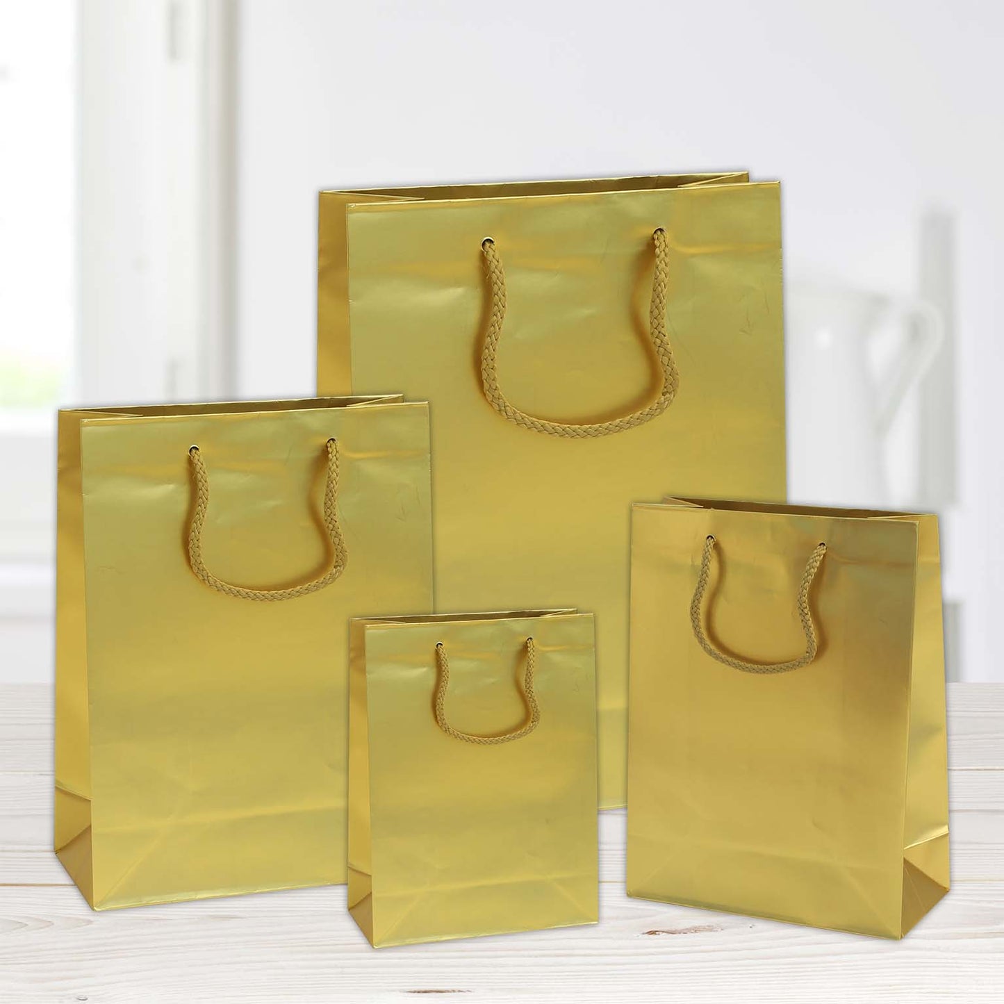 shopper in carta plastificata opaca color 10x6,5x12 oro