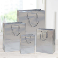 shopper in carta plastificata opaca color 10x6,5x12 argento