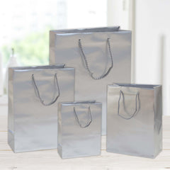 16x8x19 silver matte laminated paper shopping bag