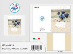 Happy birthday card with flowers and gold print