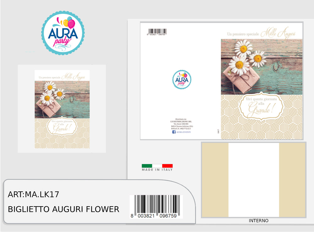 Happy Birthday Card with Daisies and Gold Print