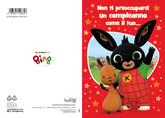 biglietto per compleanno tema Bing rosso