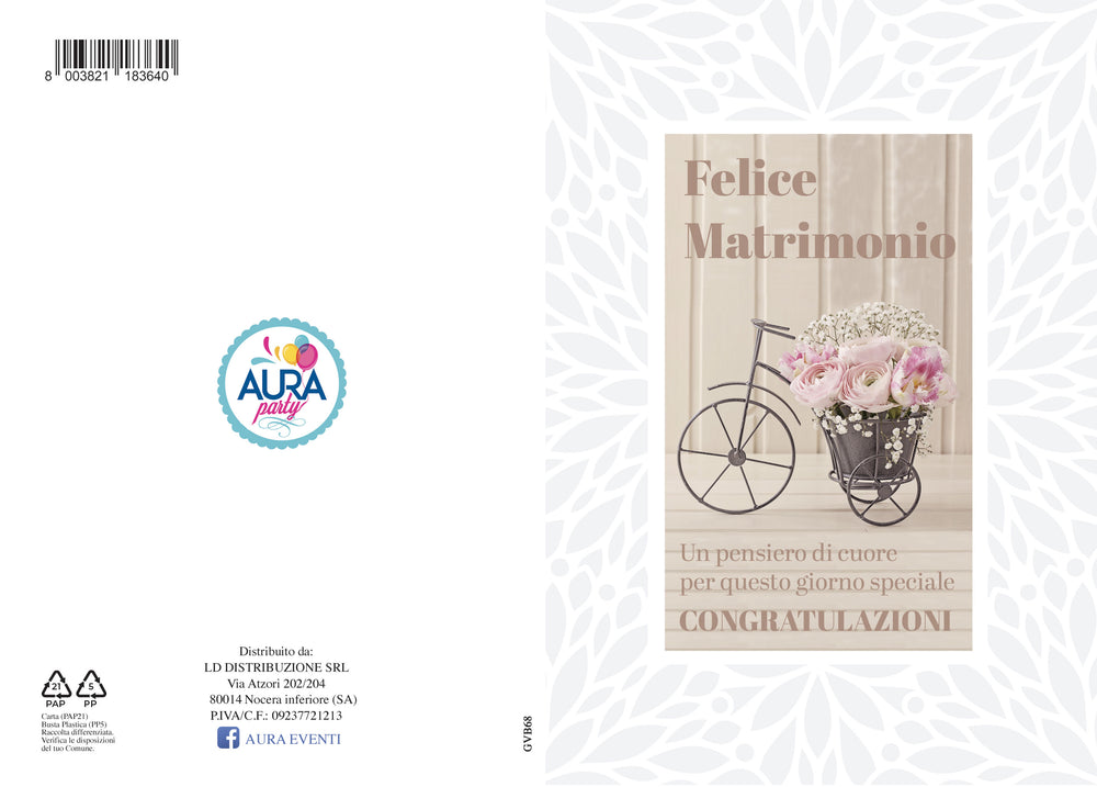 Wedding greeting card with bicycle