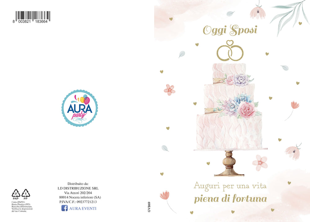 Wedding greeting card with cake