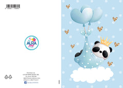 Baptism greeting card with baby panda