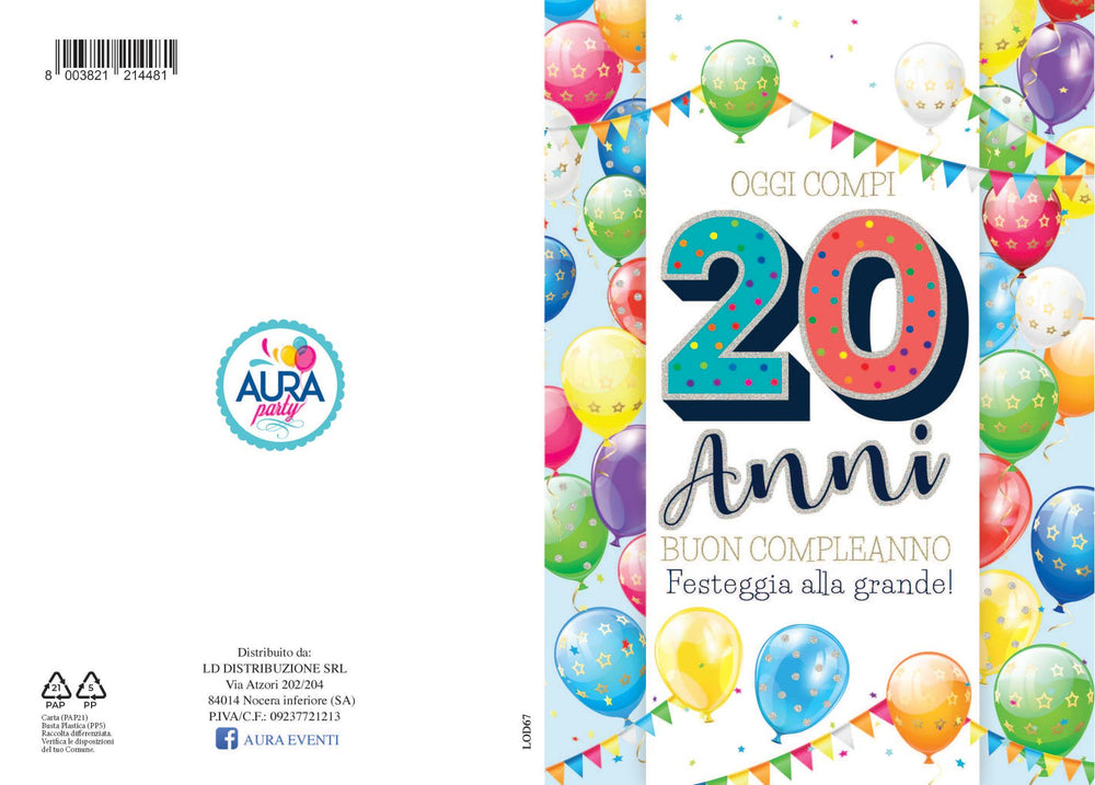 20th birthday greeting card