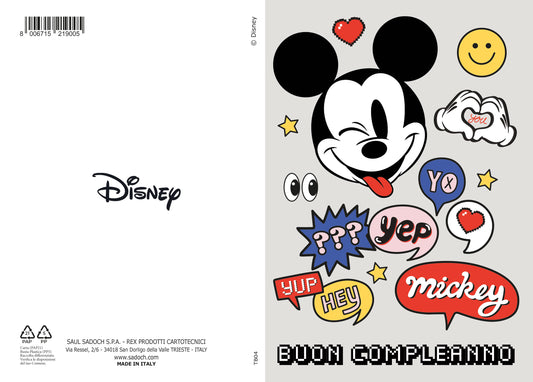 biglietto Disney Mickey metal con glitter