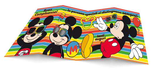 biglietto Disney Mickey fisarmonica con glitter