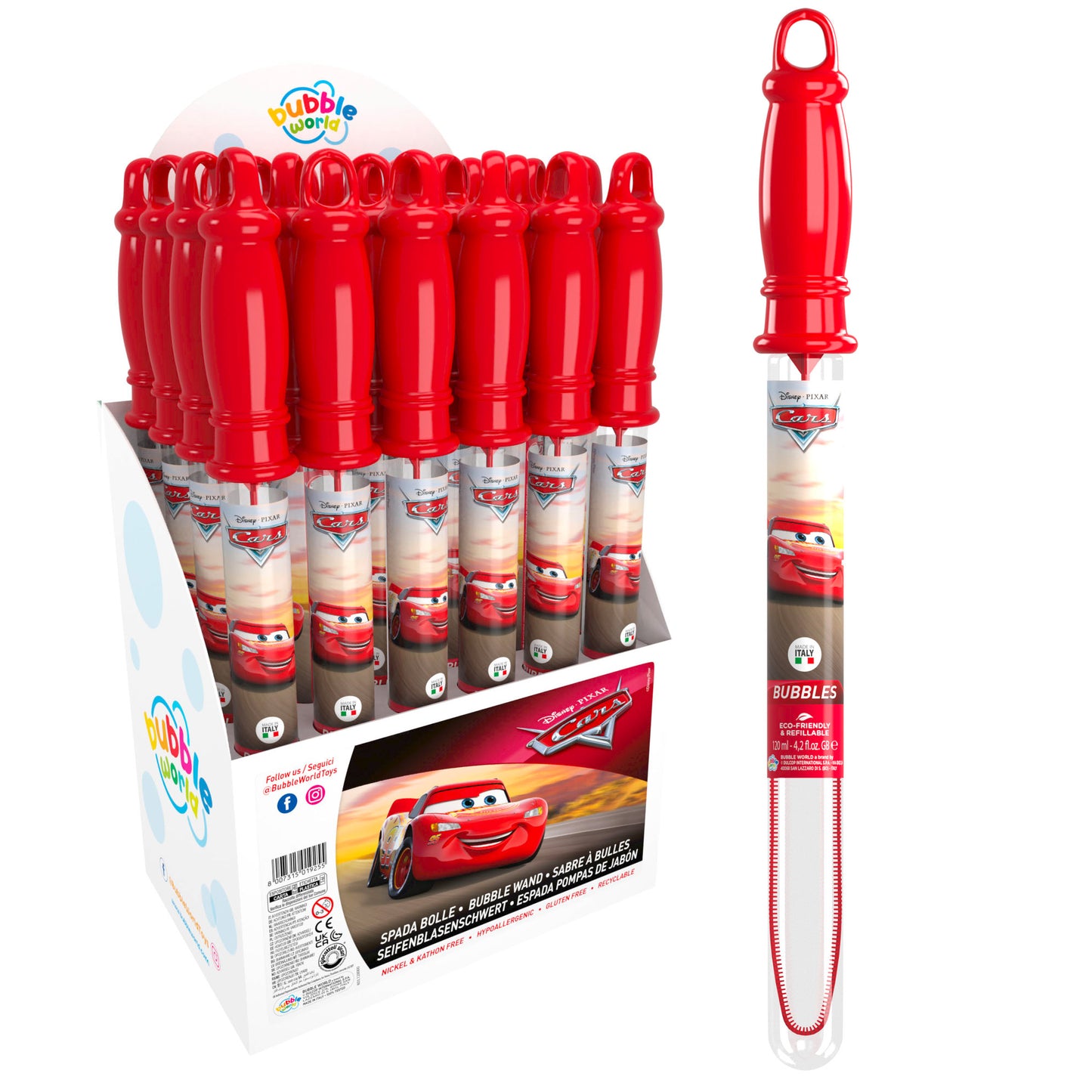 Cars bubble wand filled-displ 24p