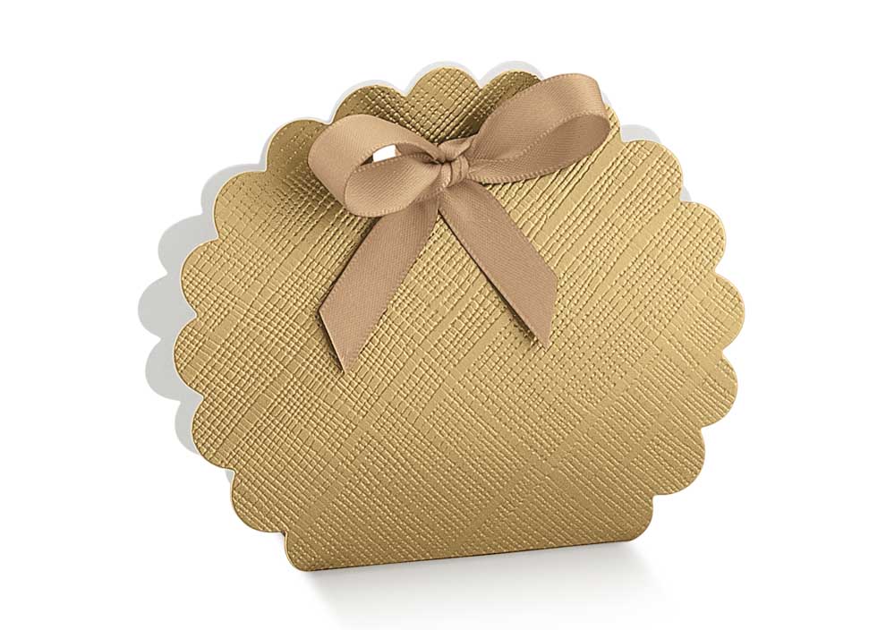 Gold silk confetti box 58x40x85mm