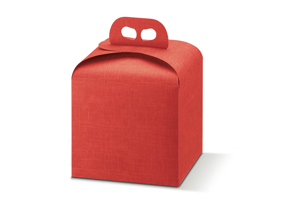 Panettone box 200x200x180mm red silk