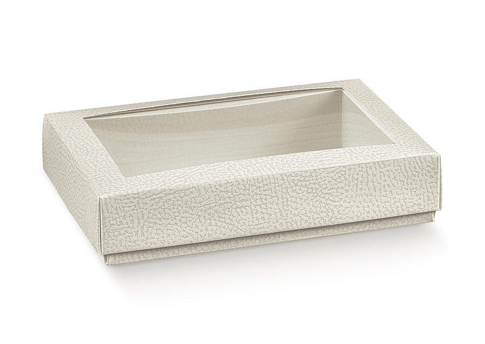 quad+cop 165x110x40mm pelle bianco coperchio trasparente