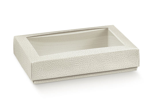 quad+cop 190x140x40mm pelle bianco coperchio trasparente