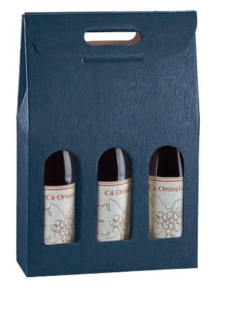 3 bottles size 270x90x385mm blue jute