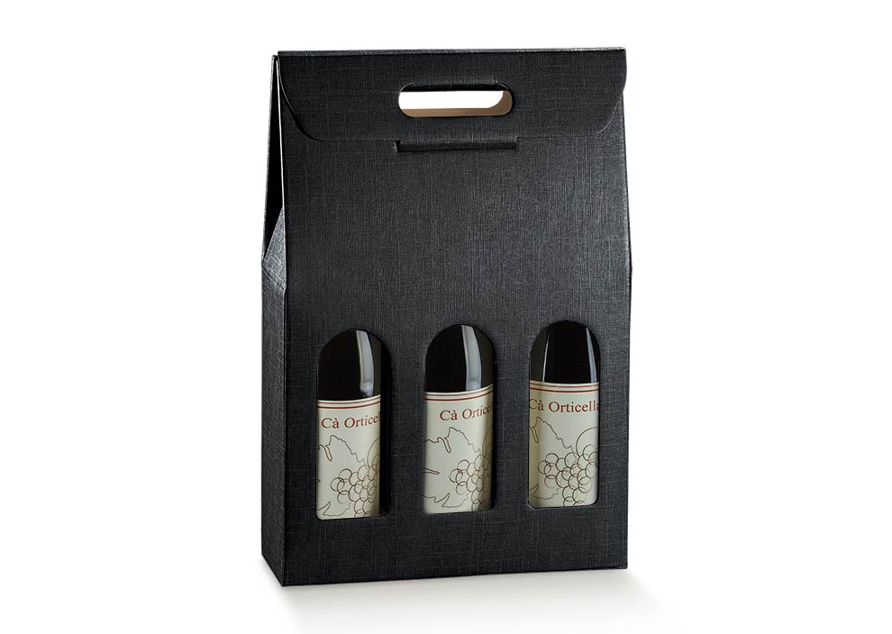 3 bottles size 270x90x385mm black silk