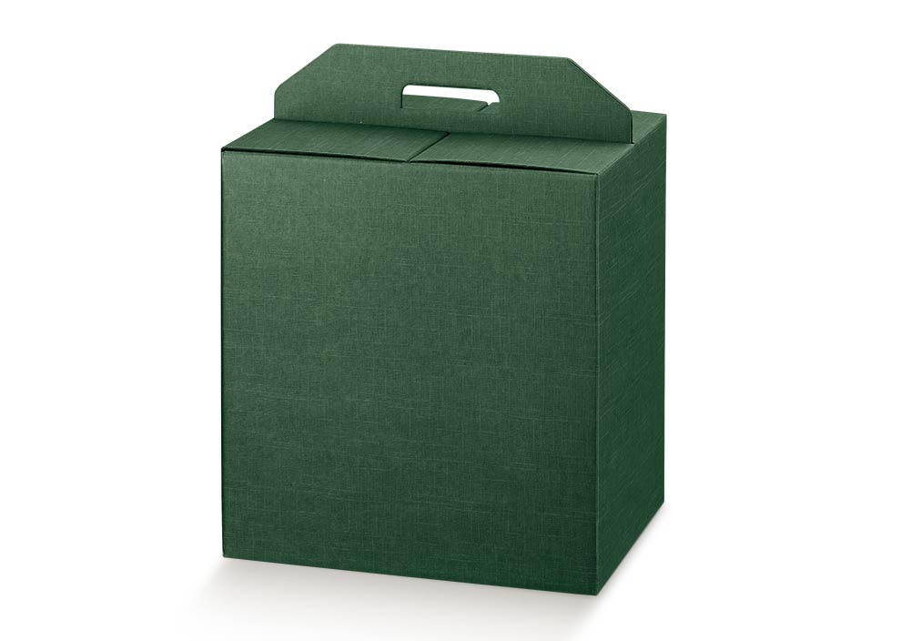 Scatola per panettone e bottiglie effetto seta verde 33x25x35 cm – Scotton, 1 pz