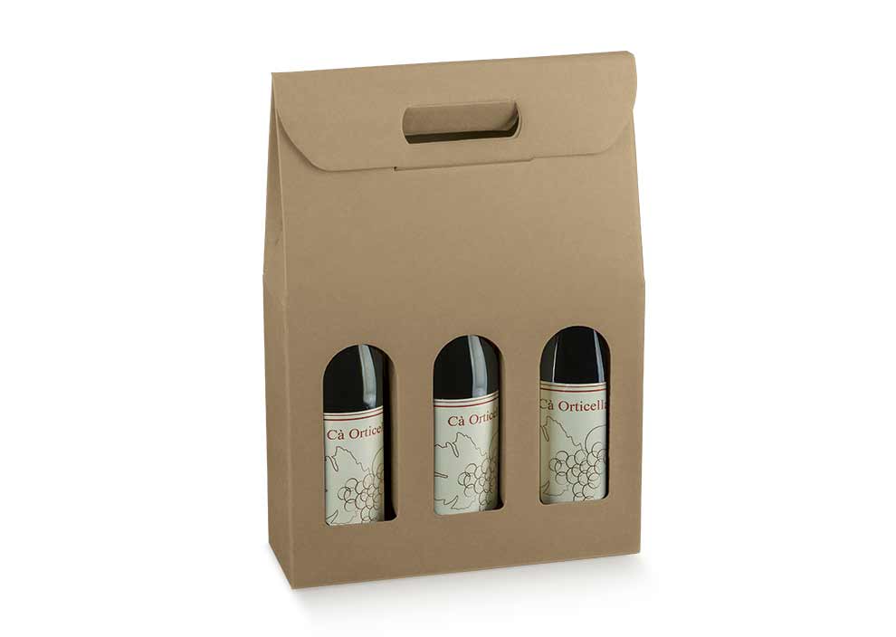 3 bottles, size 270x90x385mm, brown