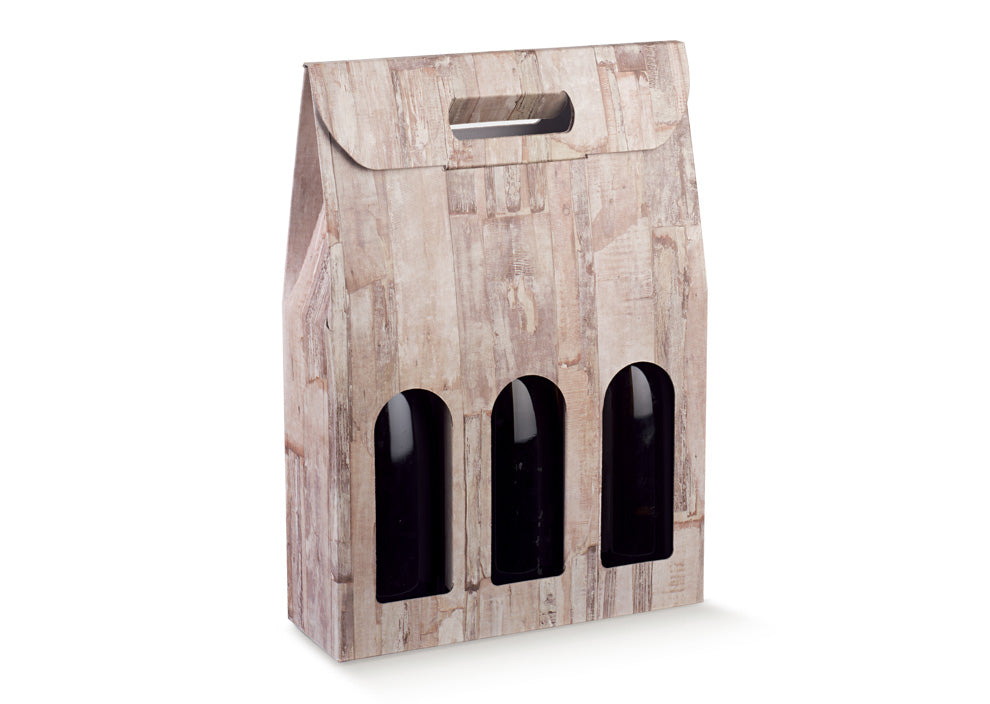 3 bottles size 270x90x385mm wood