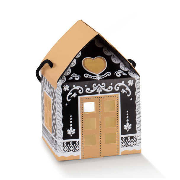 Scatola a casetta con cordino Little Houses nera 12x12x11 cm – Scotton, 1 pz