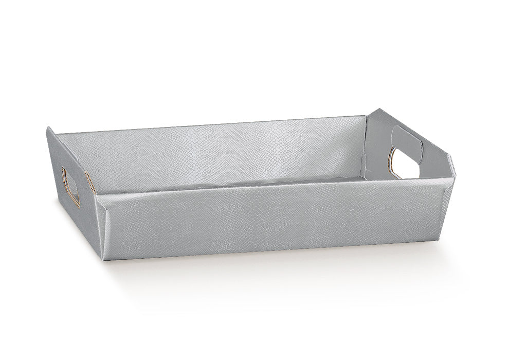 Cardboard basket 310x220x90mm silver skin