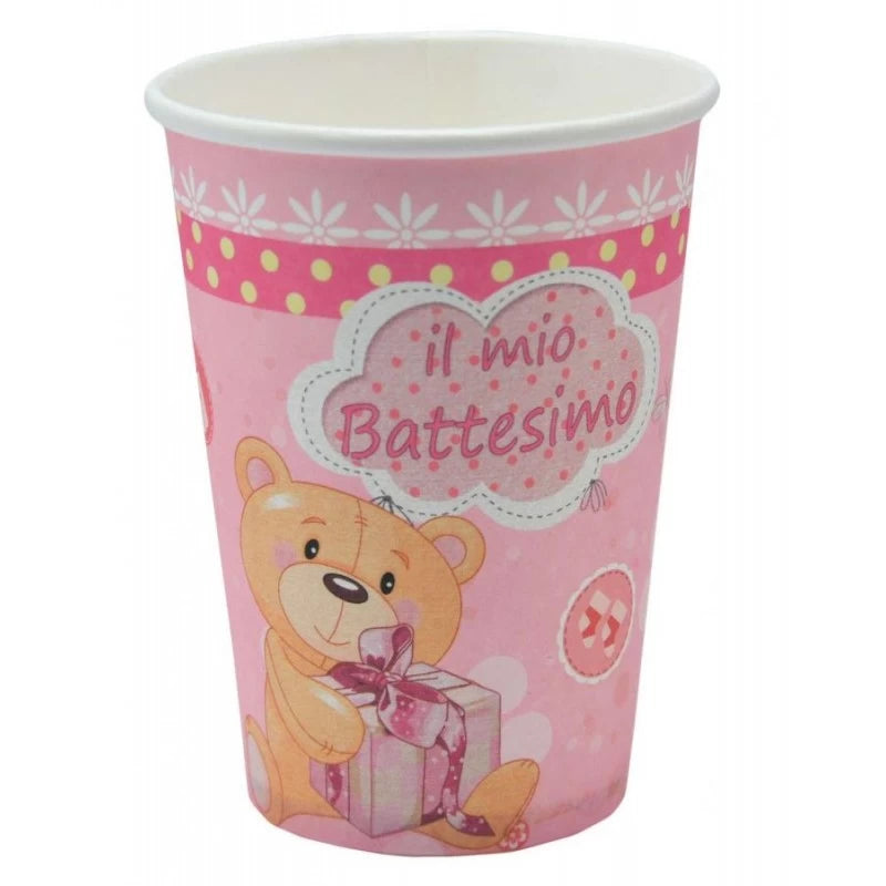 8 pink "My Baptism" paper cups