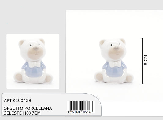 Orsetto porcellana celeste h8x7cm