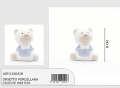 Light blue porcelain teddy bear h8x7cm