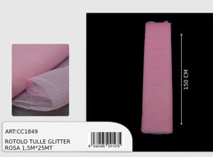 Pink glitter tulle roll 1.5x25m (price per meter)