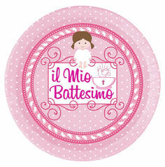 my pink baptism 8 plates 18cm
