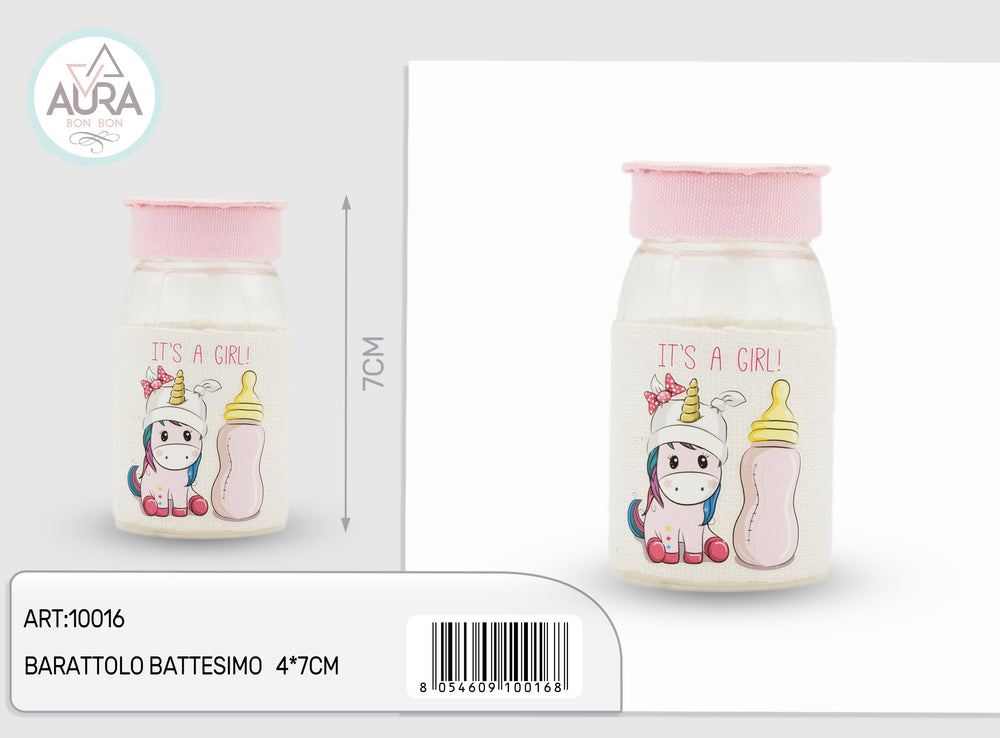 barattolo battesimo 4x7cm rosa