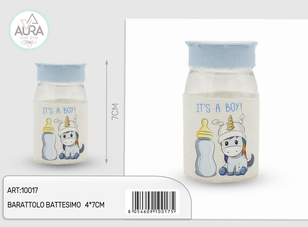barattolo baby unicorno celeste