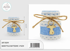 barattolo battesimo 4x6cm celeste