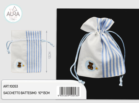 sacchetto baby orsacchiotto celeste 10x13cm