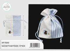 light blue teddy bear baby bag 10x13cm
