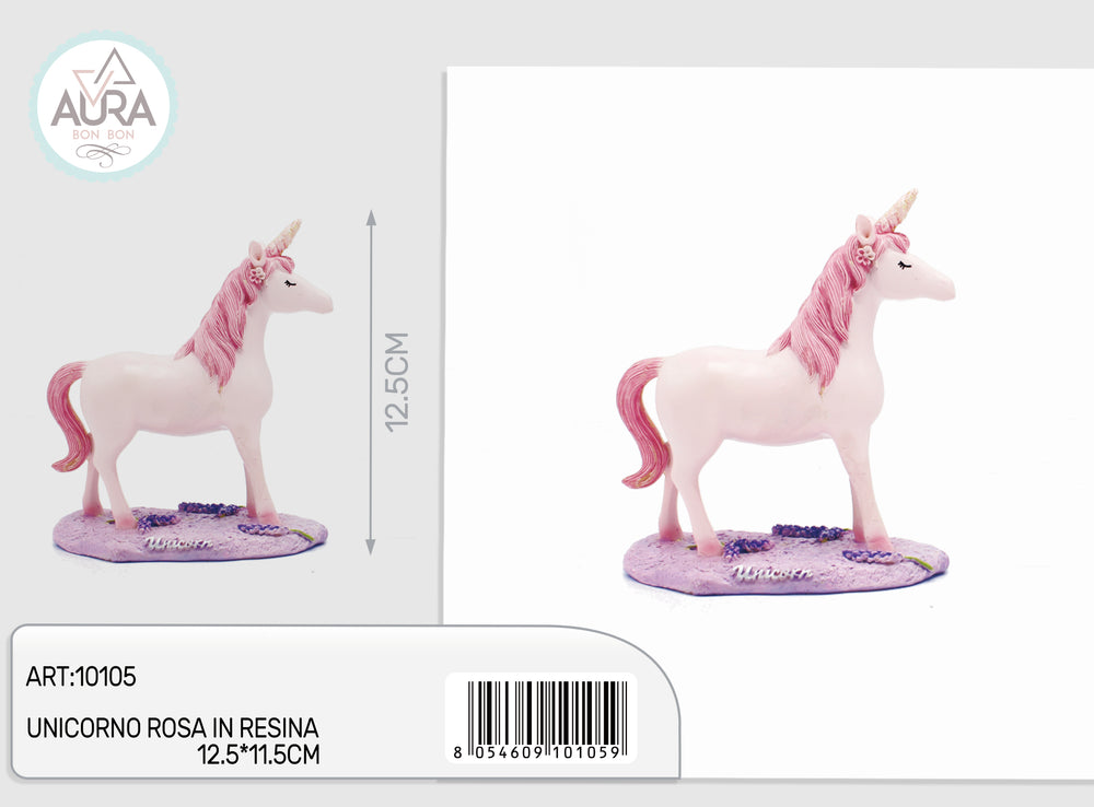 pink resin unicorn 12.5x11.5cm