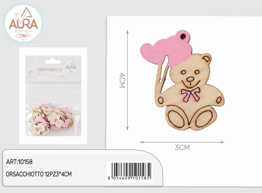 pink teddy bear 12pcs 3x4cm
