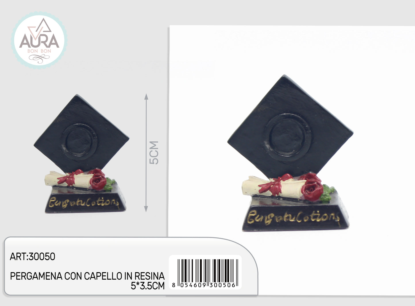 pergamena con capello in resina 5x3,5cm