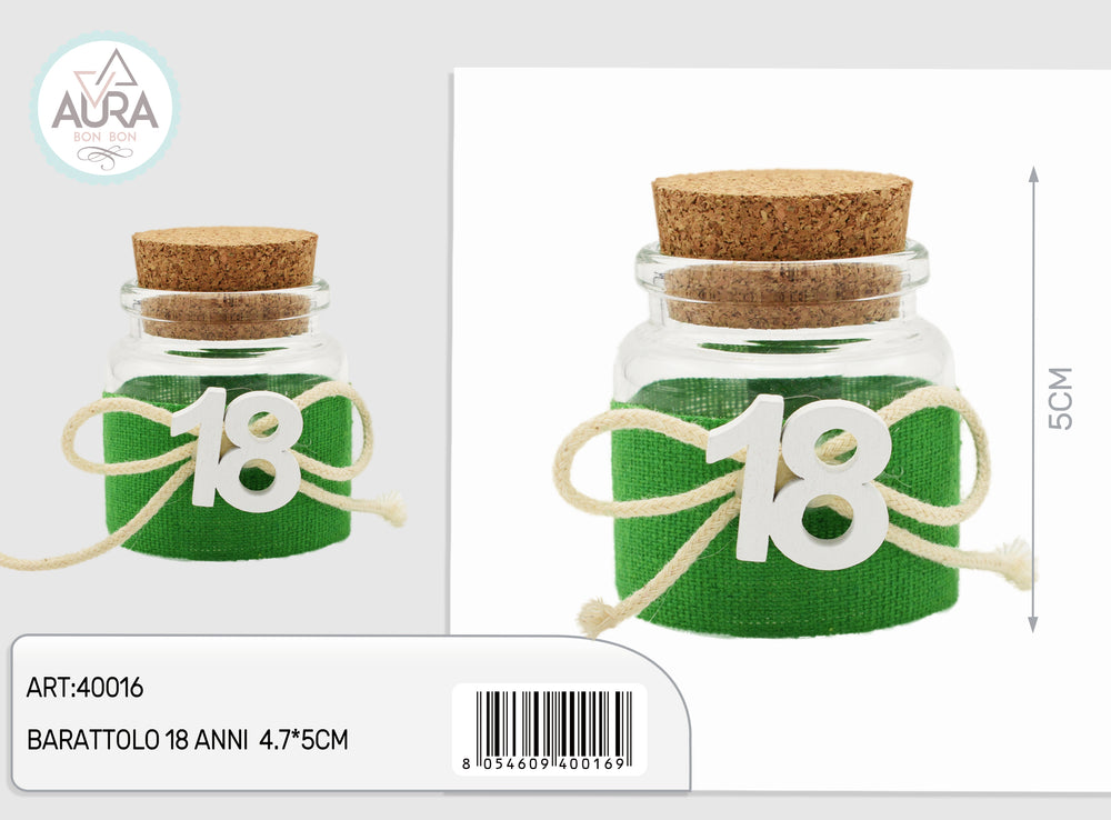 18 year glass jar 4.7x5cm green