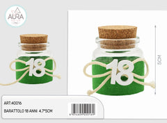 18 year glass jar 4.7x5cm green