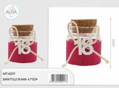 18 year glass jar 4.7x5cm fuchsia