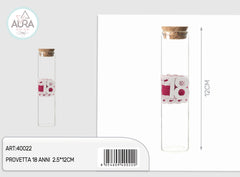 Provetta in vetro 18 anni 2,5x12cm fuxia