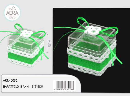 scatola quad.18 anni verde 5x5x5cm