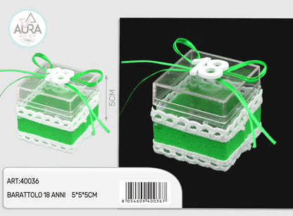 scatola quad.18 anni verde 5x5x5cm