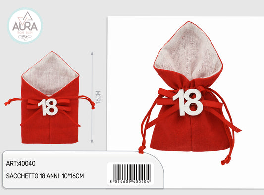 sacchetto yuta 18 anni rosso 10x16cm