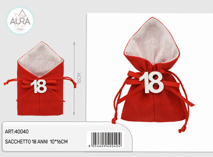 sacchetto yuta 18 anni rosso 10x16cm