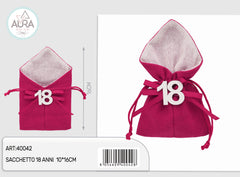 18th birthday fuchsia jute bag 10x16cm