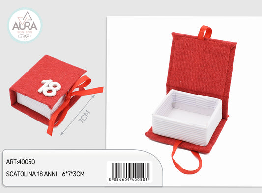 scatolina 18 anni 6x7x3cm rosso