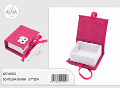 18th birthday box 6x7x3cm fuchsia